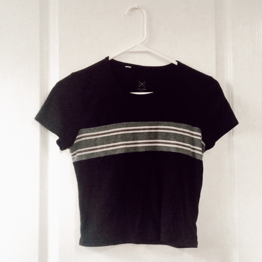 Black and striped shirt sleeve top